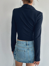 Solid Half Zip Crop Tee